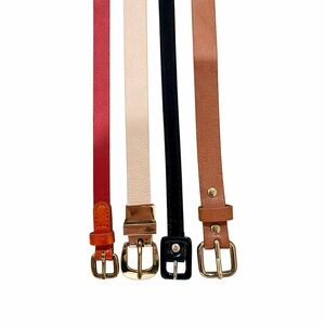 Lot of 4 Skinny Belts Women Size Large J.Crew H&M Michael Kors Black Brown Red